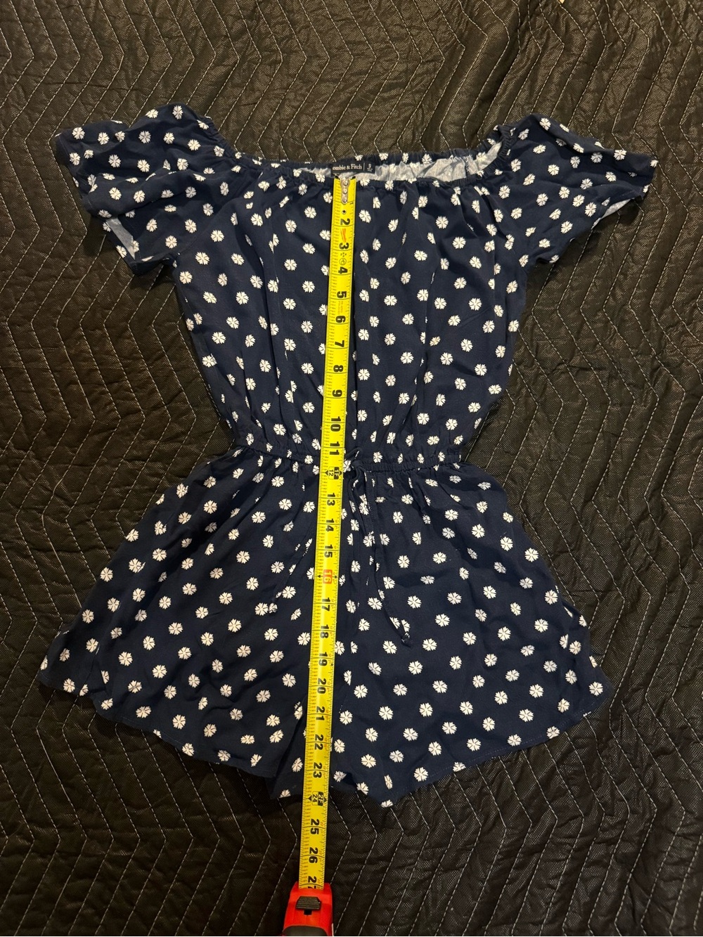 Abercrombie & Fitch Navy Floral Off Shoulder Romper Small Ruffle Sleeve - Picture 6 of 6